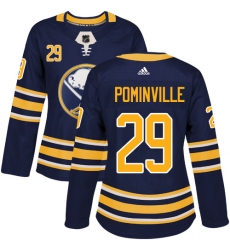 Women's Adidas Buffalo Sabres #29 Jason Pominville Authentic Navy Blue Home NHL Jersey