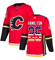Youth Adidas Calgary Flames #25 Freddie Hamilton Authentic Red USA Flag Fashion NHL Jersey