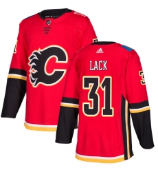 Youth Adidas Calgary Flames #31 Eddie Lack Authentic Red Home NHL Jersey