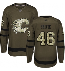 Youth Reebok Calgary Flames #46 Marek Hrivik Authentic Green Salute to Service NHL Jersey