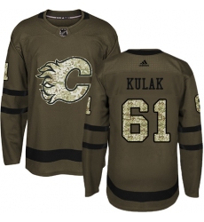 Men's Adidas Calgary Flames #61 Brett Kulak Authentic Green Salute to Service NHL Jersey