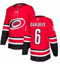 Youth Adidas Carolina Hurricanes #6 Klas Dahlbeck Authentic Red Home NHL Jersey