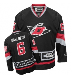 Youth Reebok Carolina Hurricanes #6 Klas Dahlbeck Premier Black Third NHL Jersey