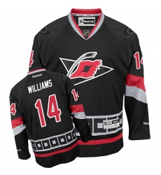 Women's Reebok Carolina Hurricanes #14 Justin Williams Premier Black Third NHL Jersey