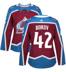 Women's Adidas Colorado Avalanche #42 Sergei Boikov Authentic Burgundy Red Home NHL Jersey