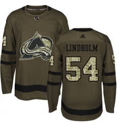 Men's Adidas Colorado Avalanche #54 Anton Lindholm Premier Green Salute to Service NHL Jersey