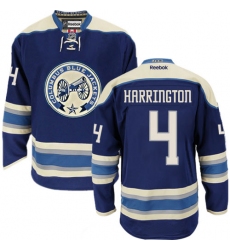 Women's Reebok Columbus Blue Jackets #4 Scott Harrington Premier Navy Blue Third NHL Jersey