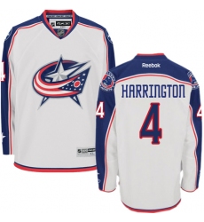 Youth Reebok Columbus Blue Jackets #4 Scott Harrington Authentic White Away NHL Jersey