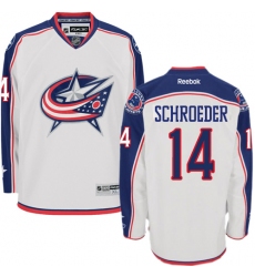 Women's Reebok Columbus Blue Jackets #14 Jordan Schroeder Authentic White Away NHL Jersey