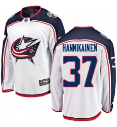 Youth Columbus Blue Jackets #37 Markus Hannikainen Fanatics Branded White Away Breakaway NHL Jersey