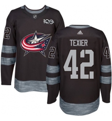 Men's Adidas Columbus Blue Jackets #42 Alexandre Texier Premier Black 1917-2017 100th Anniversary NHL Jersey