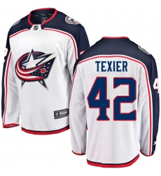 Youth Columbus Blue Jackets #42 Alexandre Texier Fanatics Branded White Away Breakaway NHL Jersey