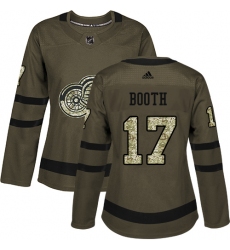 Women's Adidas Detroit Red Wings #17 David Booth Authentic Green Salute to Service NHL Jersey