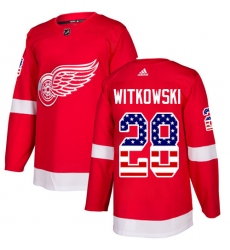 Youth Adidas Detroit Red Wings #28 Luke Witkowski Authentic Red USA Flag Fashion NHL Jersey