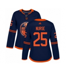 Women's Edmonton Oilers #25 Darnell Nurse Authentic Navy Blue Alternate Hockey Jersey