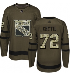Men's Adidas New York Rangers #72 Filip Chytil Authentic Green Salute to Service NHL Jersey