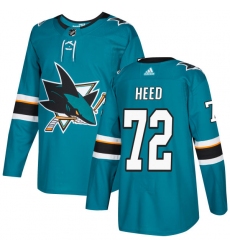 Youth Adidas San Jose Sharks #72 Tim Heed Premier Teal Green Home NHL Jersey