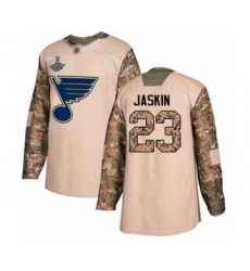 Men's St. Louis Blues #23 Dmitrij Jaskin Authentic Camo Veterans Day Practice 2019 Stanley Cup Champions Hockey Jersey