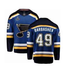 Men's St. Louis Blues #49 Ivan Barbashev Fanatics Branded Royal Blue Home Breakaway 2019 Stanley Cup Champions Hockey Jersey