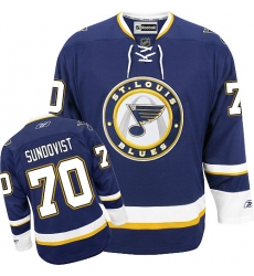 Women's Reebok St. Louis Blues #70 Oskar Sundqvist Authentic Navy Blue Third NHL Jersey
