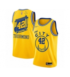 Women's Golden State Warriors #42 Nate Thurmond Swingman Gold Hardwood Classics Basketball Jersey - The City Classic Edition