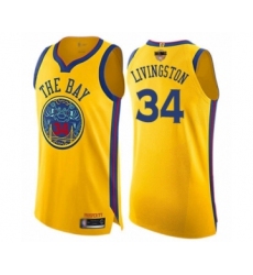 Youth Golden State Warriors #34 Shaun Livingston Swingman Gold 2019 Basketball Finals Bound Basketball Jersey - City Edition