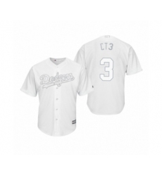 Men's Los Angeles Dodgers #3 Chris Taylor CT3 White 2019 Players Weekend Replica Jersey