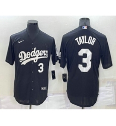 Men's Los Angeles Dodgers #3 Chris Taylor Number Black Turn Back The Clock Stitched Cool Base Jersey
