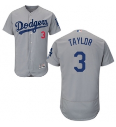 Men's Majestic Los Angeles Dodgers #3 Chris Taylor Gray Alternate Flex Base Authentic Collection MLB Jersey