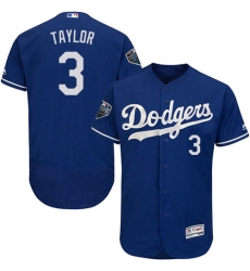 Men's Majestic Los Angeles Dodgers #3 Chris Taylor Royal Blue Alternate Flex Base Authentic Collection 2018 World Series MLB Jersey