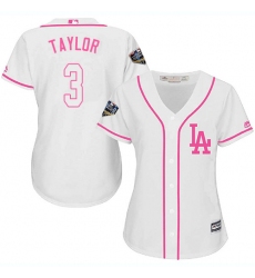 Women's Majestic Los Angeles Dodgers #3 Chris Taylor Authentic White Fashion Cool Base 2018 World Series MLB Jersey