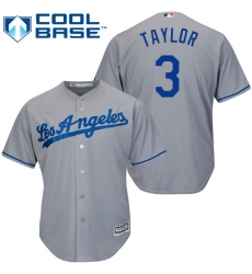 Youth Majestic Los Angeles Dodgers #3 Chris Taylor Authentic Grey Road Cool Base MLB Jersey