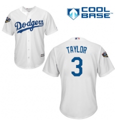 Youth Majestic Los Angeles Dodgers #3 Chris Taylor Authentic White Home Cool Base 2018 World Series MLB Jersey