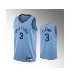 Men's Memphis Grizzlies #3 Jake LaRavia 75th Anniversary Statement Edition Light Blue Stitched Basketball Jersey