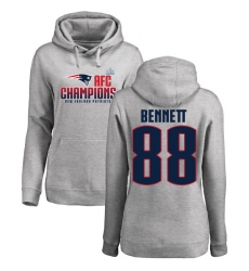 Women's Nike New England Patriots #88 Martellus Bennett Heather Gray 2017 AFC Champions Pullover Hoodie