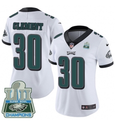 Women's Nike Philadelphia Eagles #30 Corey Clement White Vapor Untouchable Limited Player Super Bowl LII Champions NFL Jersey