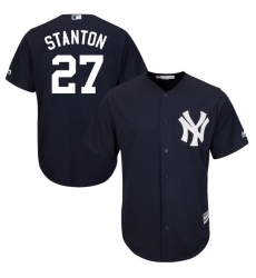 Men's Majestic New York Yankees #27 Giancarlo Stanton Replica Navy Blue Alternate MLB Jersey