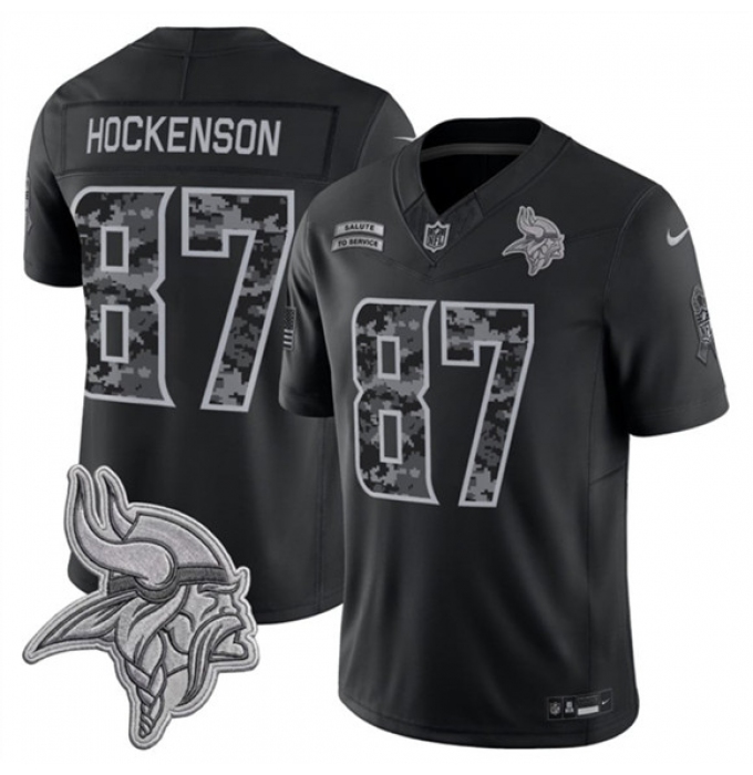 Men's Minnesota Vikings #87 T.J. Hockenson Black 2026 F.U.S.E. Salute to Service Limited Football Stitched Jersey