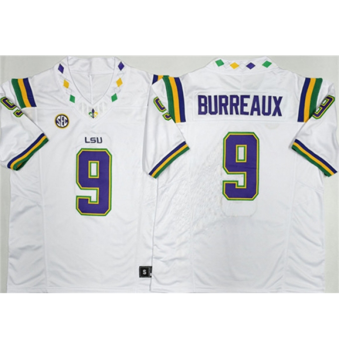 Men's LSU Tigers #9 Joe Burreaux White 2026 F.U.S.E. Stitched Jersey