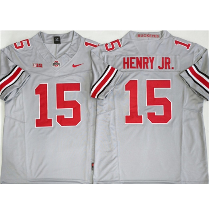 Men's Ohio State Buckeyes #15 Chris Henry Jr Gray 2025 F.U.S.E. Limited Stitched Jersey