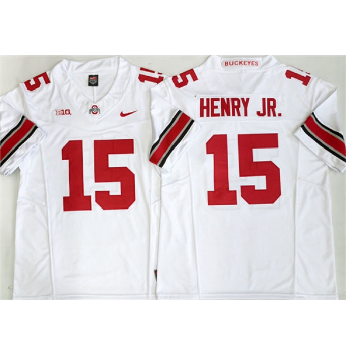 Men's Ohio State Buckeyes #15 Chris Henry Jr White 2025 F.U.S.E. Limited Stitched Jersey