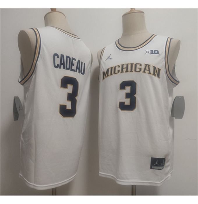 Men's Michigan Wolverines #3 Elliot Cadeau White 2026 Vapor Limited Stitched Football Jersey