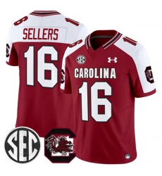 Men's South Carolina Fighting Gamecocks #16 LaNorris Sellers Garnet White 2025 F.U.S.E. Stitched Jersey