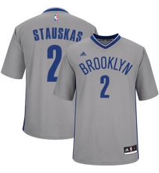 Men's Adidas Brooklyn Nets #2 Nik Stauskas Swingman Gray Alternate NBA Jersey