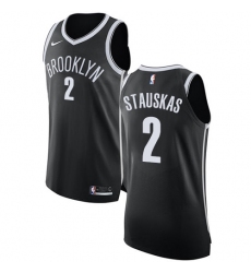 Men's Nike Brooklyn Nets #2 Nik Stauskas Authentic Black Road NBA Jersey - Icon Edition