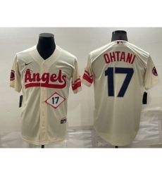 Men's Los Angeles Angels #17 Shohei Ohtani Number Cream 2022 City Connect Cool Base Stitched Jersey