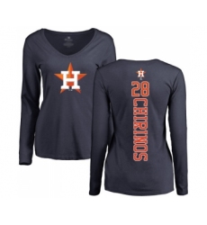Baseball Women's Houston Astros #28 Robinson Chirinos Navy Blue Backer Long Sleeve T-Shirt