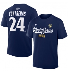 Men's Milwaukee Brewers #24 William Contreras Navy 2026 World Series Name & Number T-Shirt