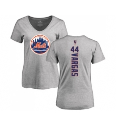 Baseball Women's New York Mets #44 Jason Vargas Ash Backer T-Shirt