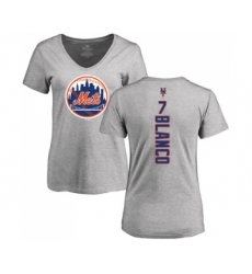 Baseball Women's New York Mets #7 Gregor Blanco Ash Backer T-Shirt